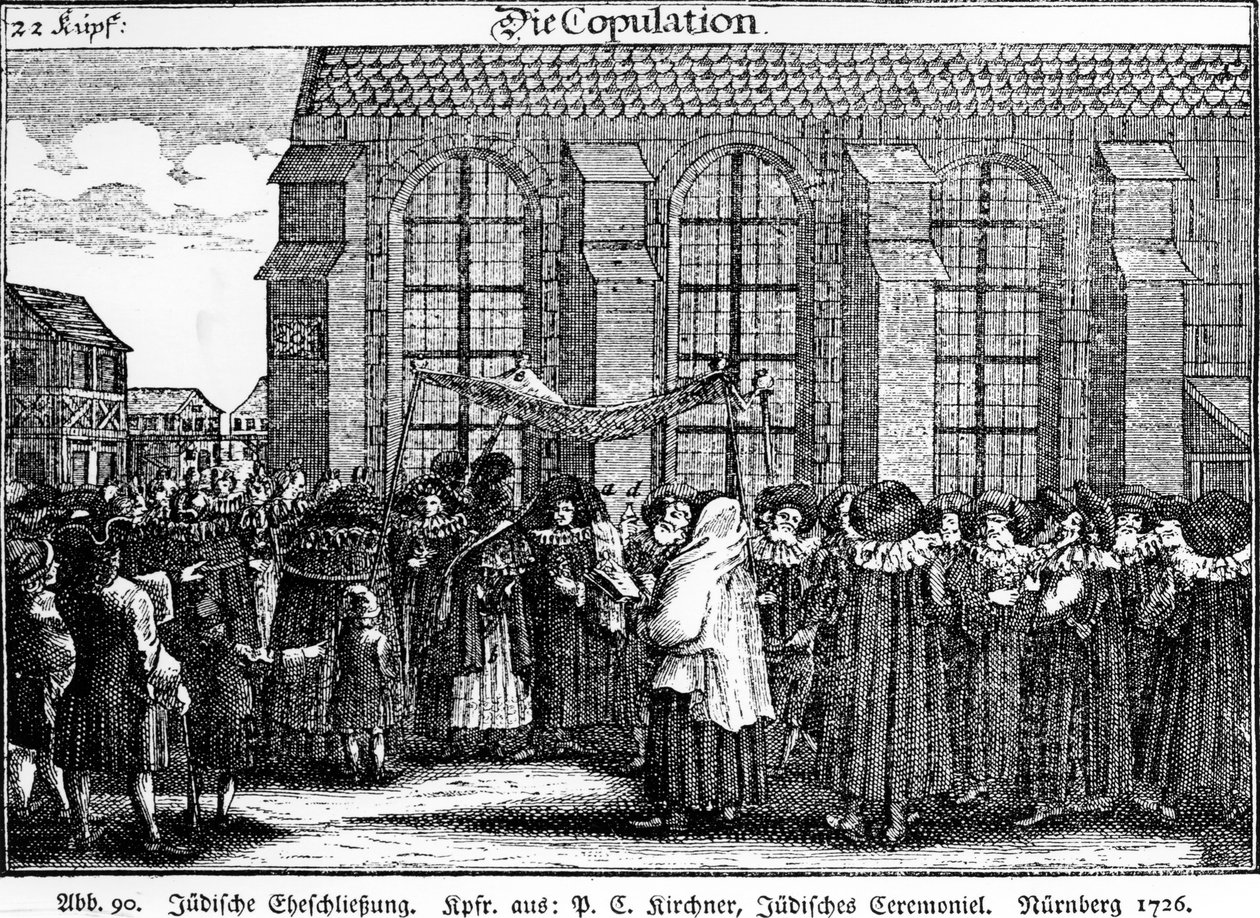 Jødisk bryllupsoptog af Georg Puschner fra Kirchners Jüdisches Ceremoniel, 1726 af German School