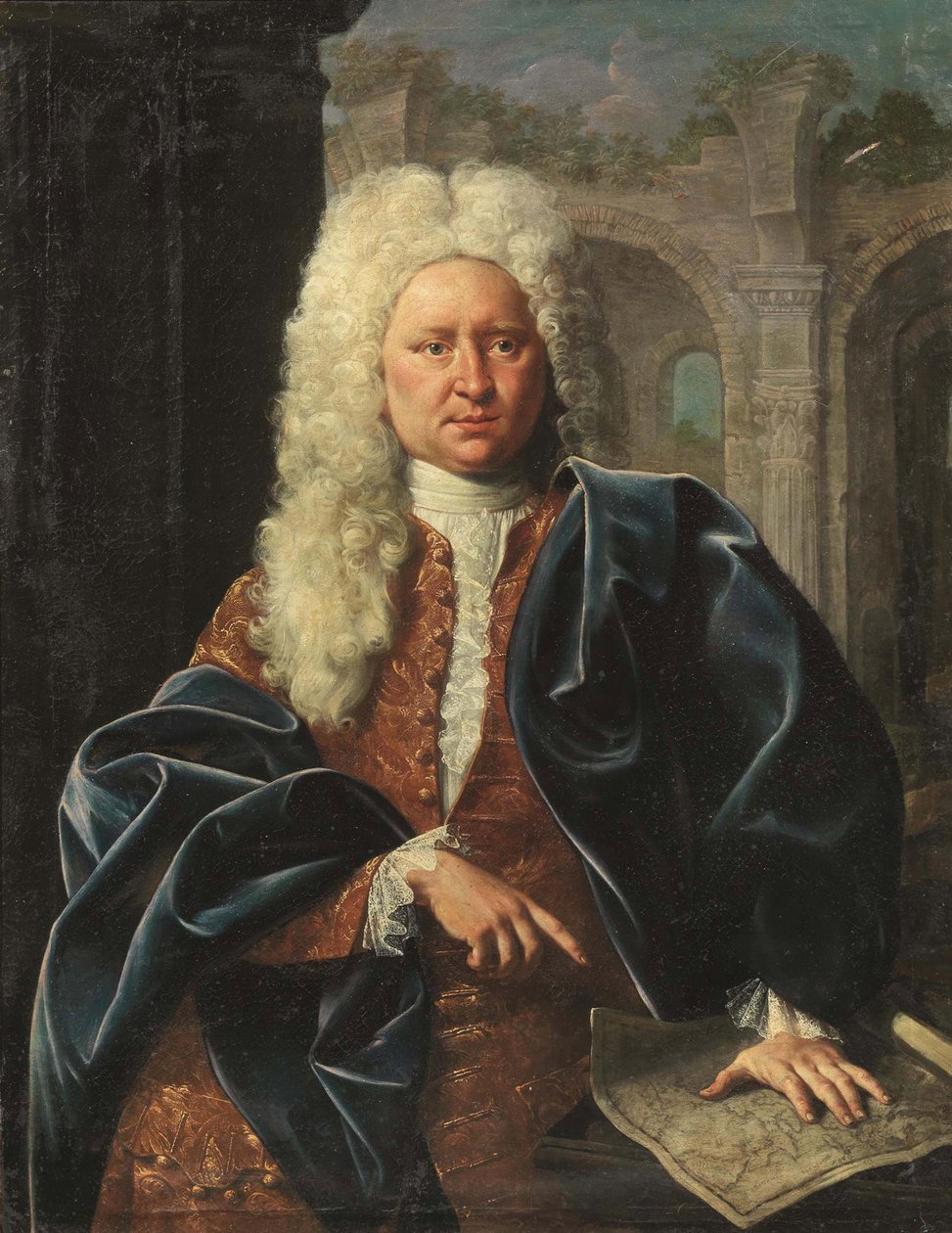 Johann Baptist Homann, geographe et cartographe allemand - Portræt af Johann Baptist Homann (1664-1724), Anonym . Olie på lærred, første tredjedel af 1700-tallet. Privat samling af German School