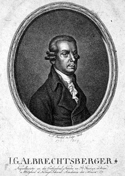 Johann Georg Albrechtsberger (1736-1809) graveret af C.F. Riedel af German School