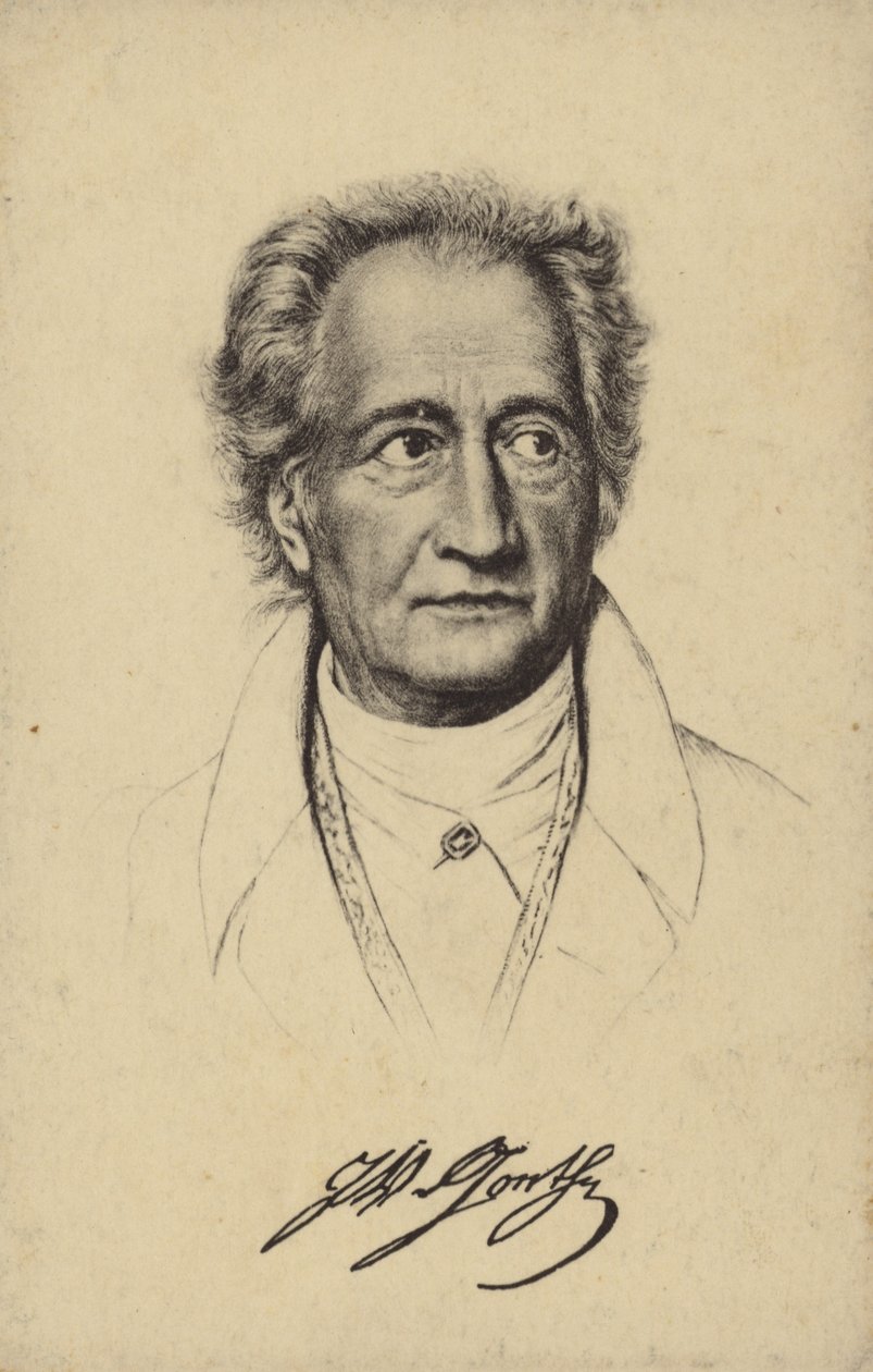 Johann Wolfgang von Goethe (1749-1832), tysk digter, romanforfatter og skuespilforfatter (litografi) af German School