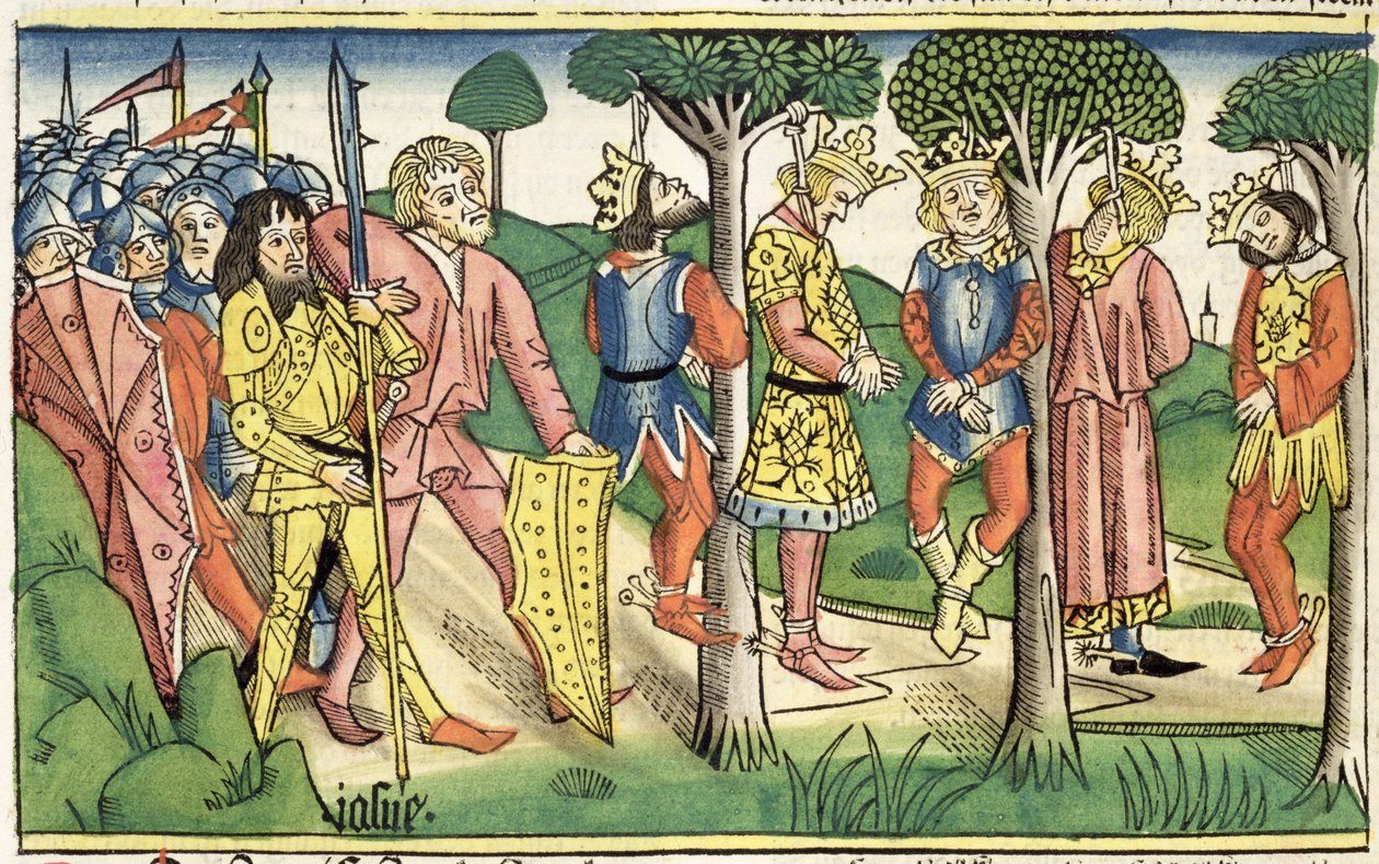 Joshua 10 16-27 Henrettelse af de fem konger, fra 