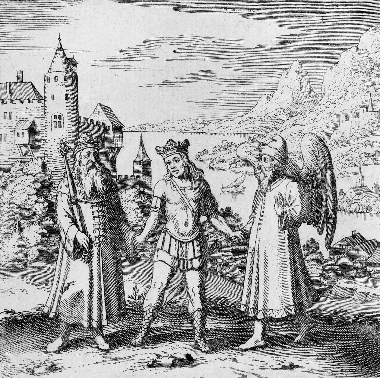 Konge og sund ånd guider prinsen fra Musaeum Hermeticum af German School