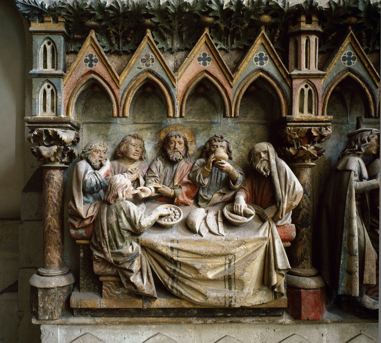 La Cene Højrelief af den tyske skole fra det 13. århundrede. omkring 1250 Cathedrale of Saint Peter and Paul, Naumburg, Tyskland af German School