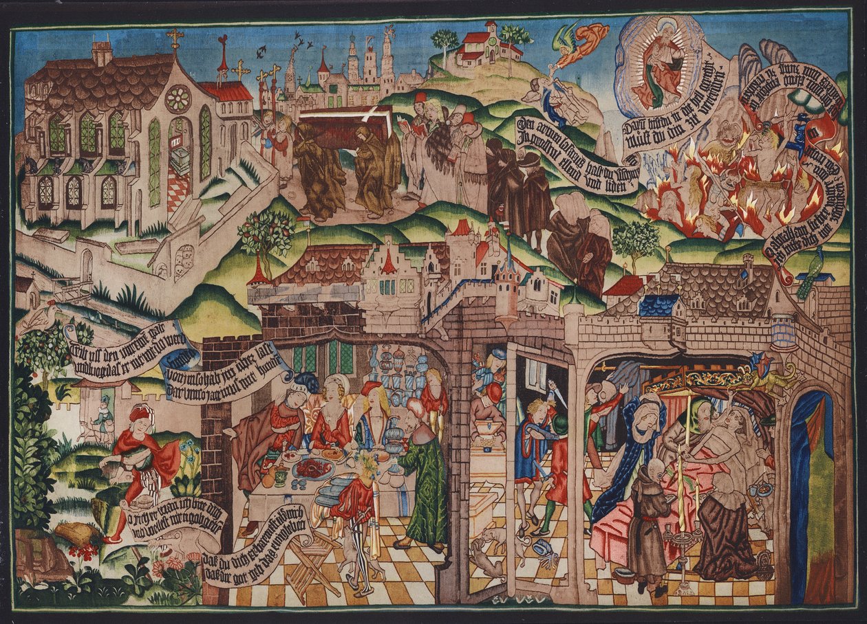 Lazarus-tapet, Basel, ca. 1500 (farvelitografi) af German School