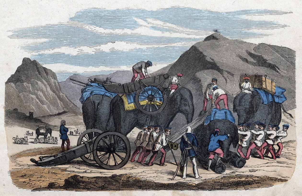 Lader elefanter til hr. Bocks tur til Dresden. I "" Wenn Jemand eine Reise thut, so kann er was erzahlen"" (Når nogen rejser, det er det, han kan fortælle), tysk fortælling af Franz Wiedemann af German School