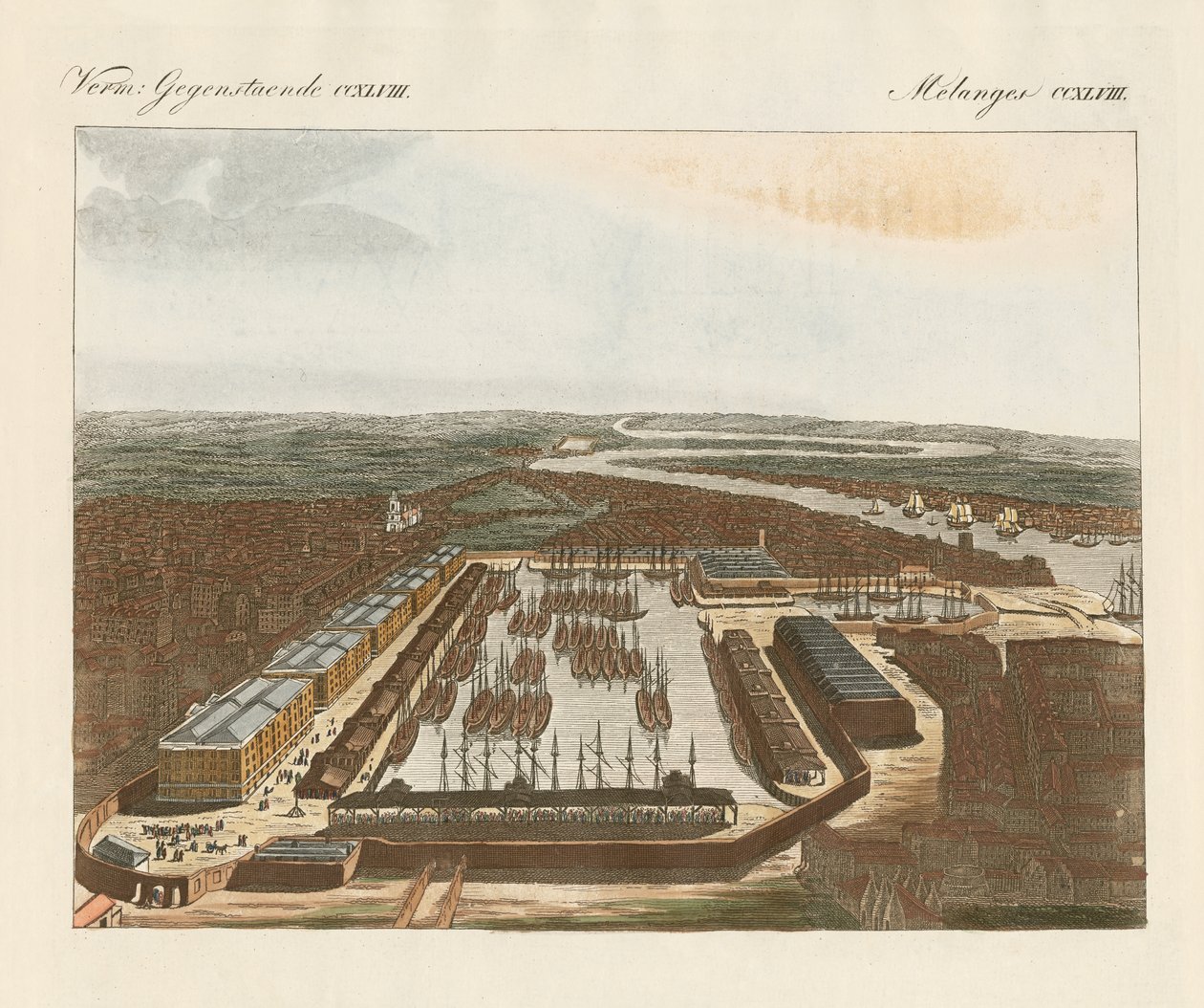 London docks (farvet gravering) af German School