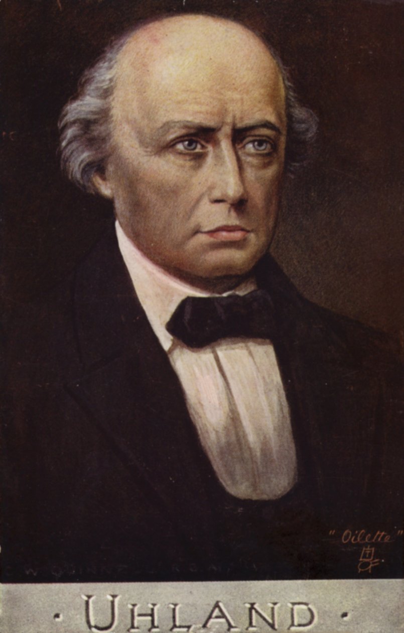 Ludwig Uhland (1787-1862), tysk digter og filolog (farvelitografi) af German School