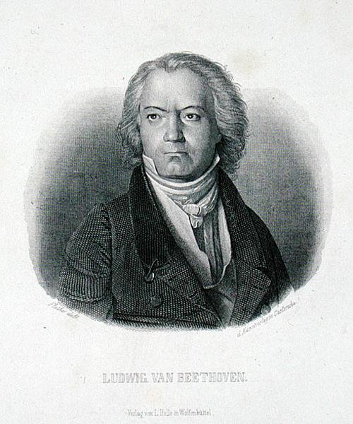Ludwig van Beethoven (1770-1827) (gravering) af German School