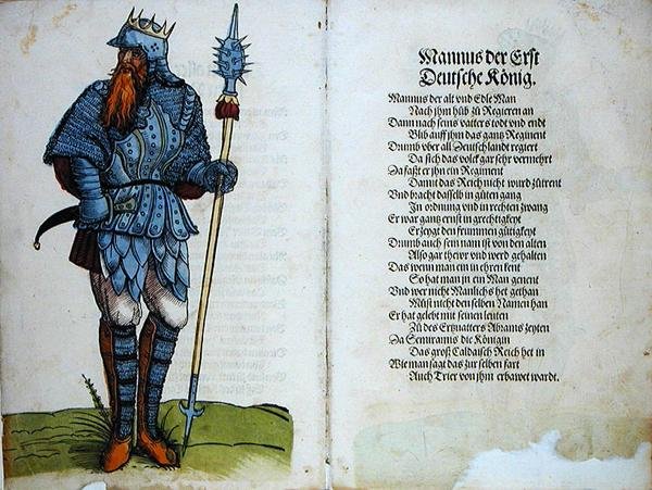 Mannus, den første tyske konge, fra 