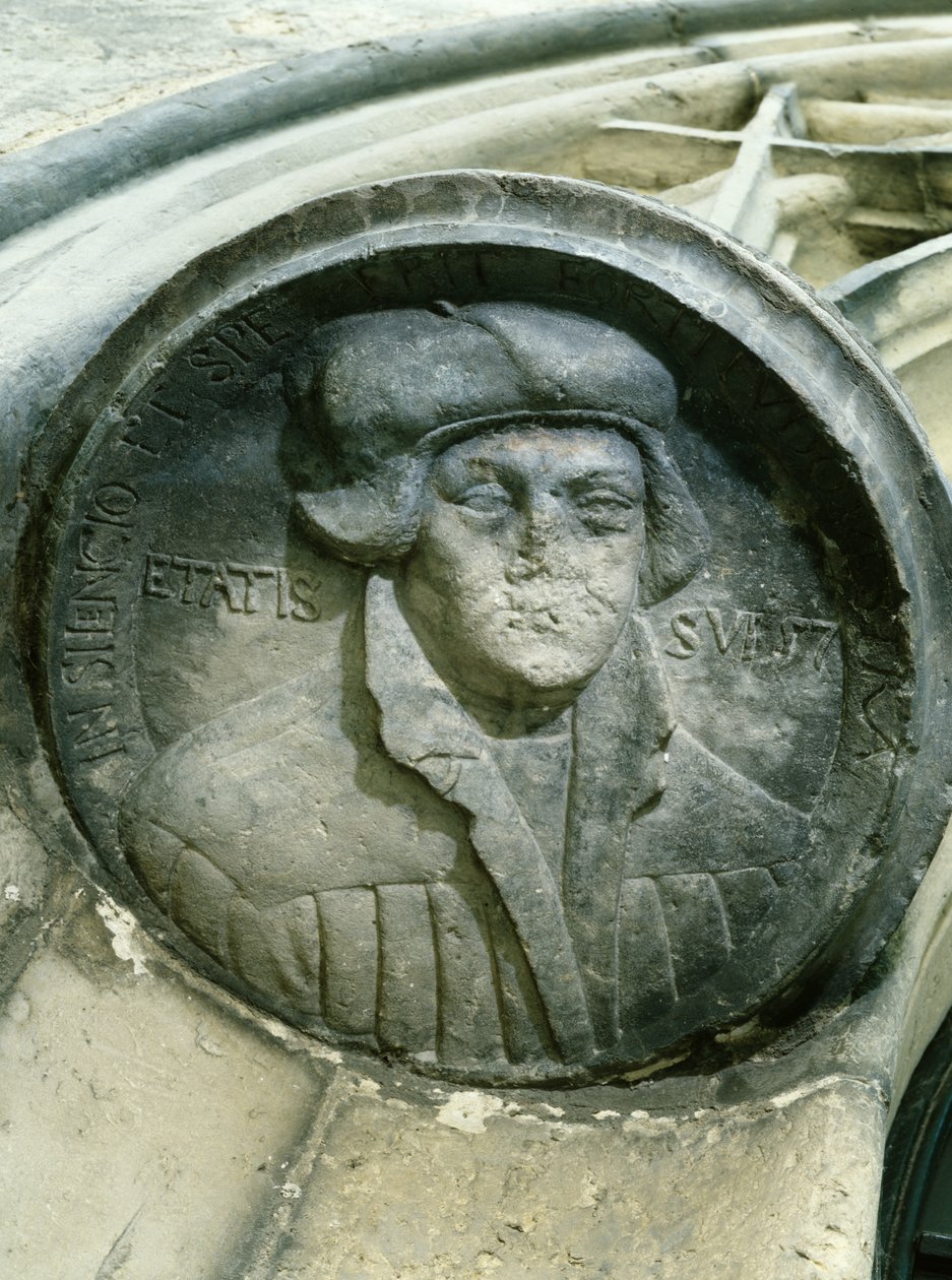 Martin Luther i en alder af 57 med Luthers Rose, C16th (relief) af German School