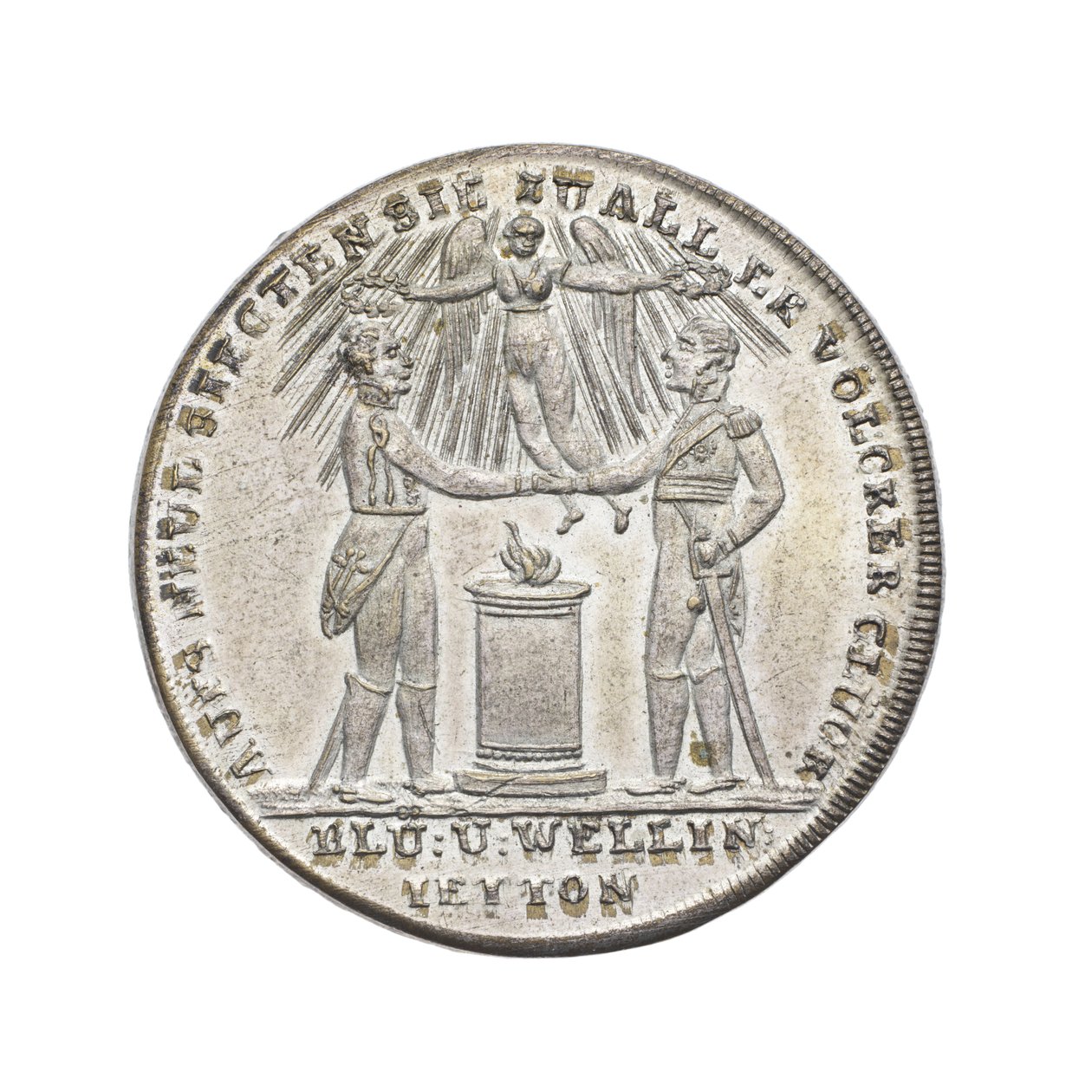 Medalje til minde om Wellington og Blücher ved Waterloo af German School