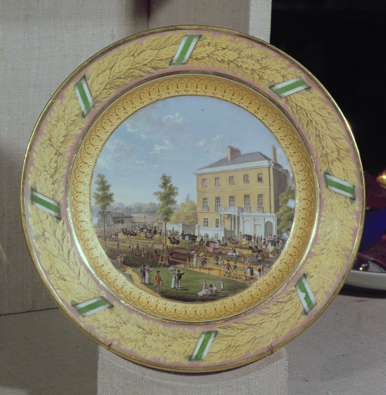 Meissen tallerken, dekoreret med en scene af Apsley House, ca. 1818 (porcelæn) af German School