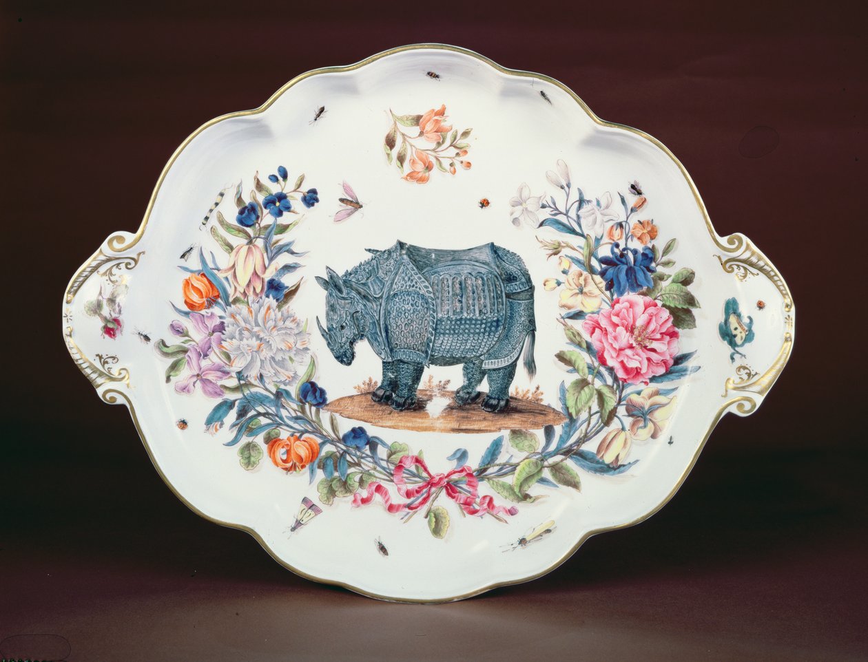 Meissen står for midtpunktet fra Northumberland service, ca. 1745 (porcelæn) af German School