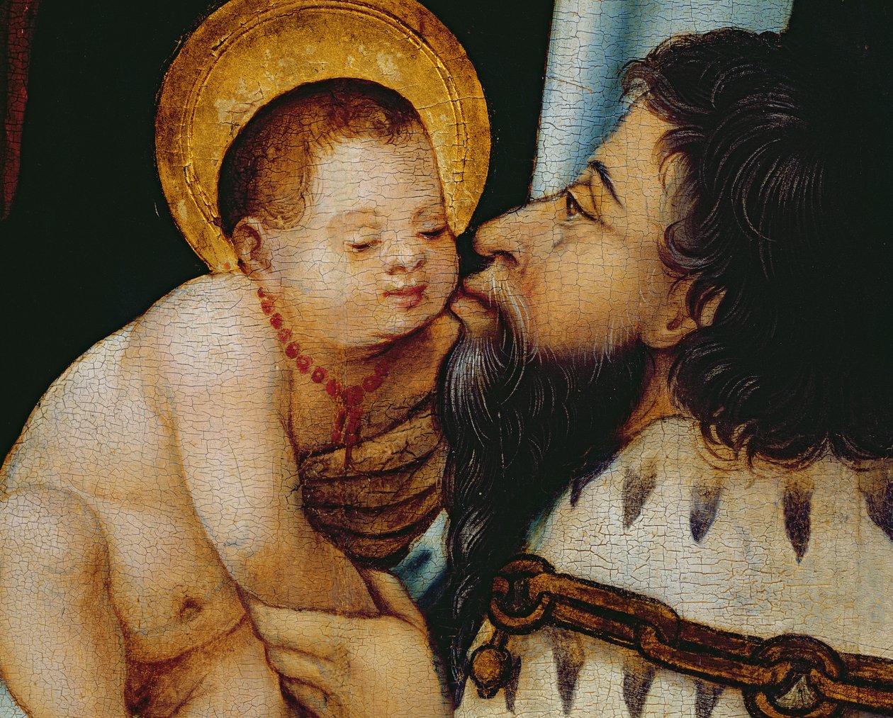 Melchior kysser spædbarnet Jesus af German School