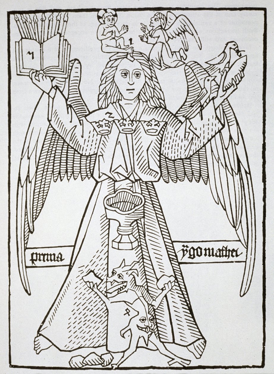 Mnemonisk figur, fra Ars Memorandi, ca. 1470, (gentrykt 1883) illustreret i en magisk historie udgivet i slutningen af det 19. århundrede af German School