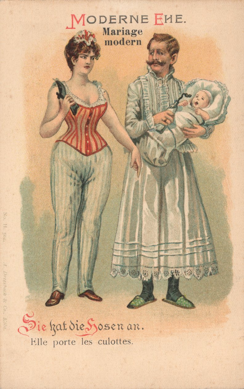 Moderne ægteskab (chromolitho) af German School
