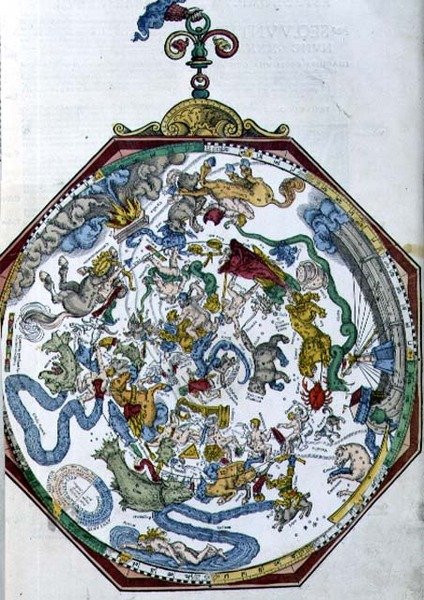 Ms 1517 Positionerne af stjernebillederne i den nordlige himmel, illustration fra 
