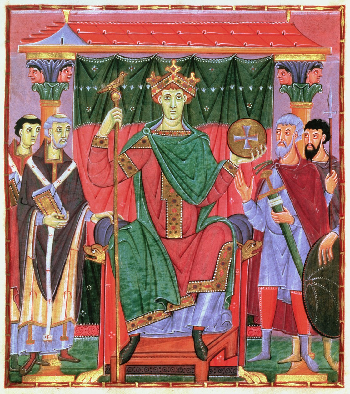 Ms Cim.4453 f.42r hellig romersk kejser Otto III på tronen (980-1002), c.998 af German School