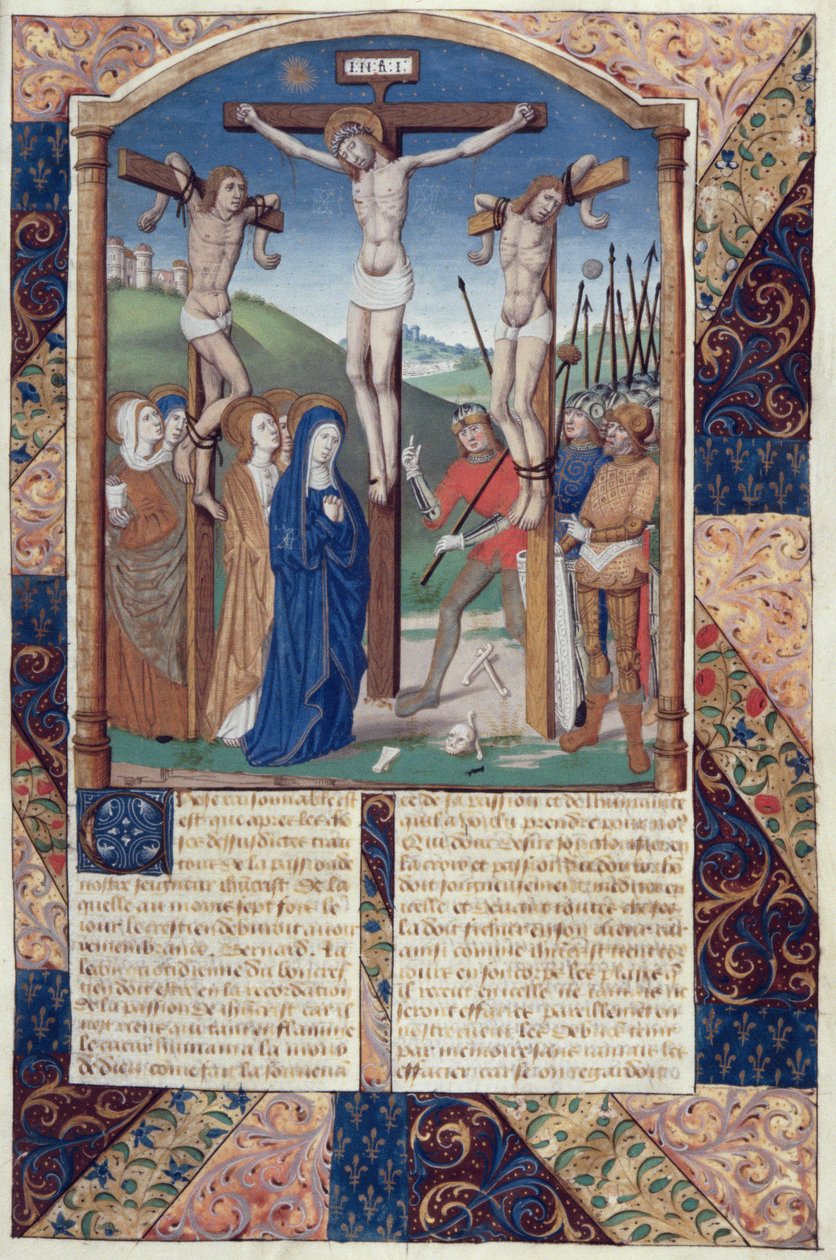 Ms Hunter 36 Crucifixion, fra Vita Christi, af Ludolf af Sachsen, ca. 1300-7778 af German School