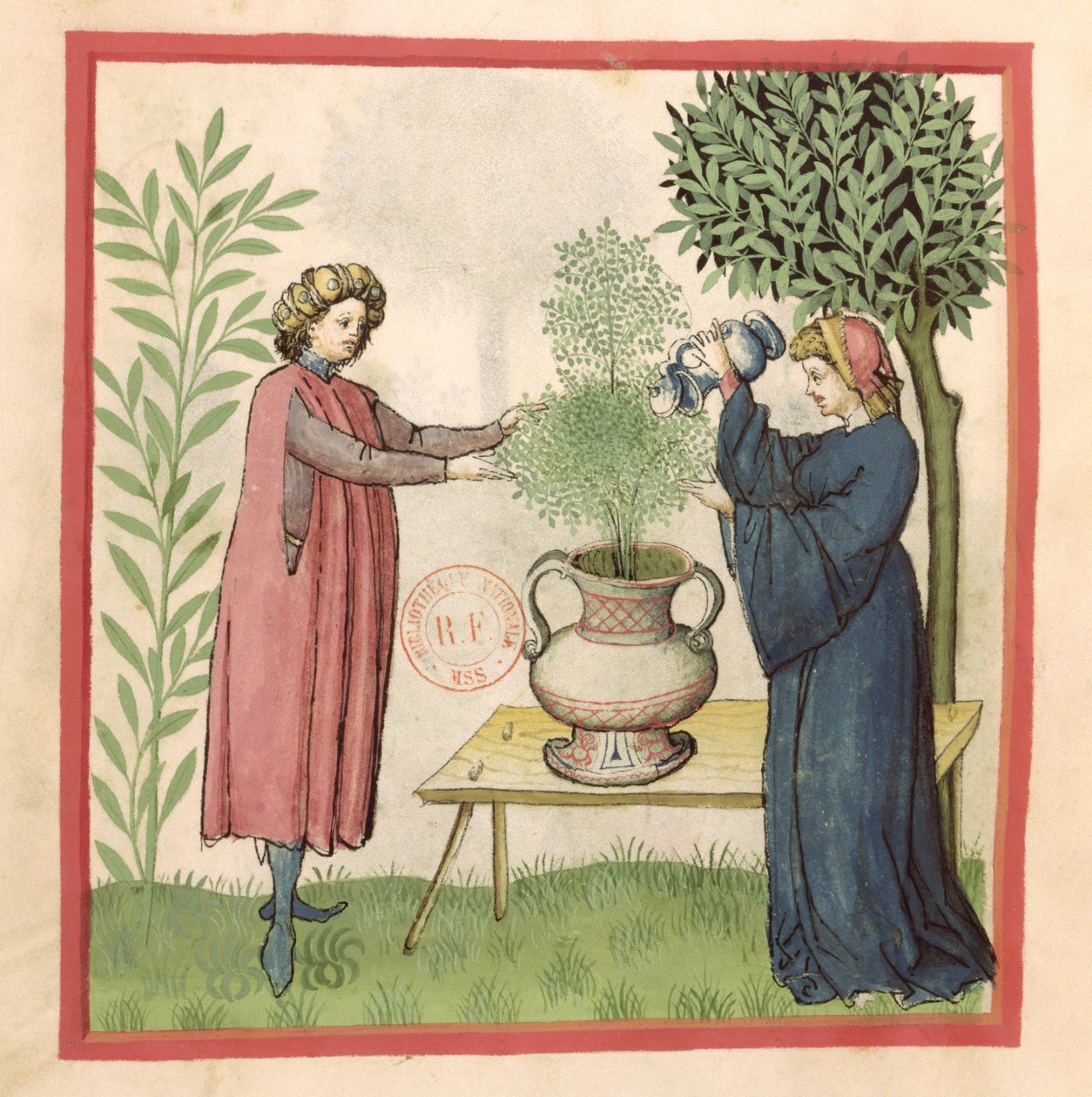 Ms Lat 9333 fol.30 Merian, fra Tacuinum Sanitatis af German School