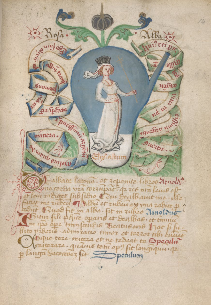 Ms Sloane 2560, f.14 fra Alchemical Treatises, slutningen af det 15. århundrede (vellum) af German School