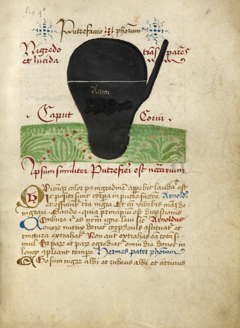 Ms Sloane 2560, f.8 fra Alchemical Treatises, slutningen af det 15. århundrede (vellum) af German School