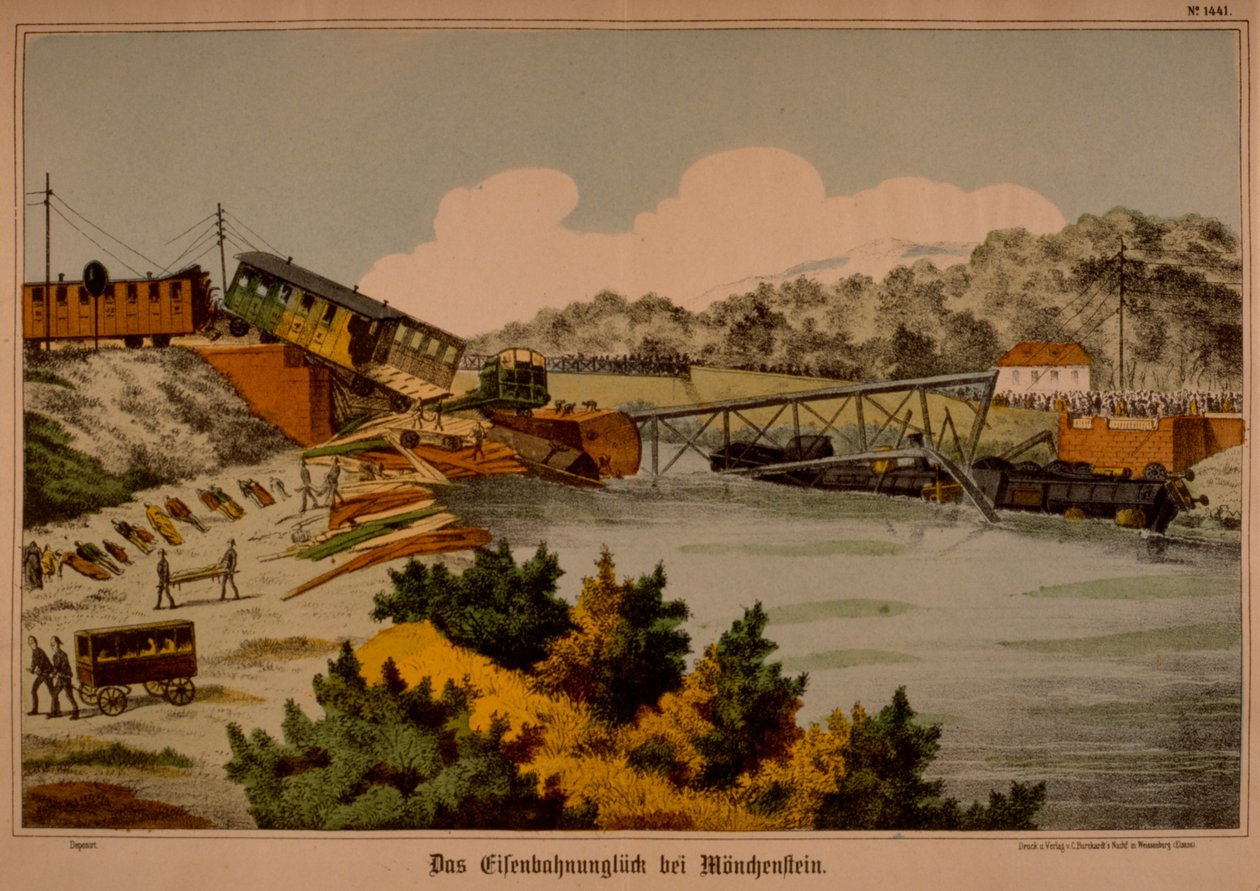 Munchenstein jernbanekatastrofe den 14. juni 1891, udgivet af C. Burckhardts Nachf., Wissembourg, 1891 af German School