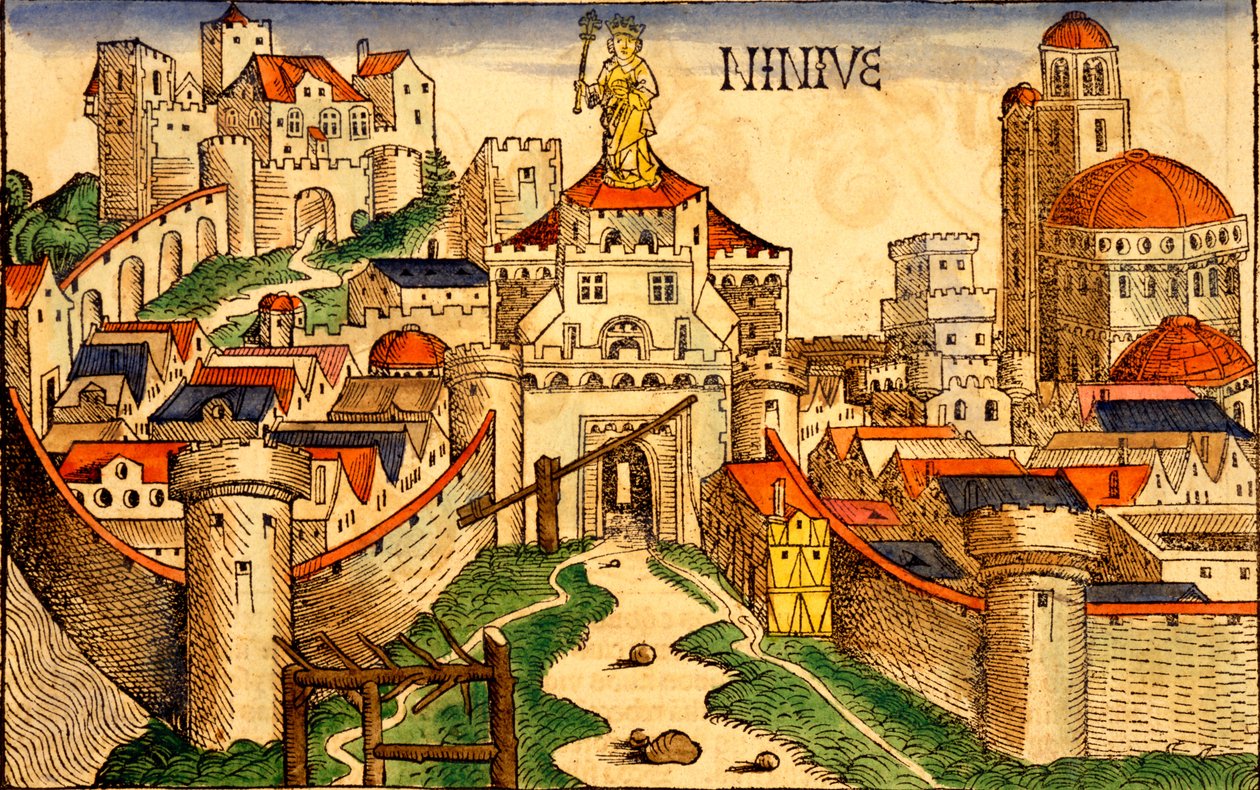Nineveh, fra Liber Chronicarum af Hartmann Skull, 1493 af German School