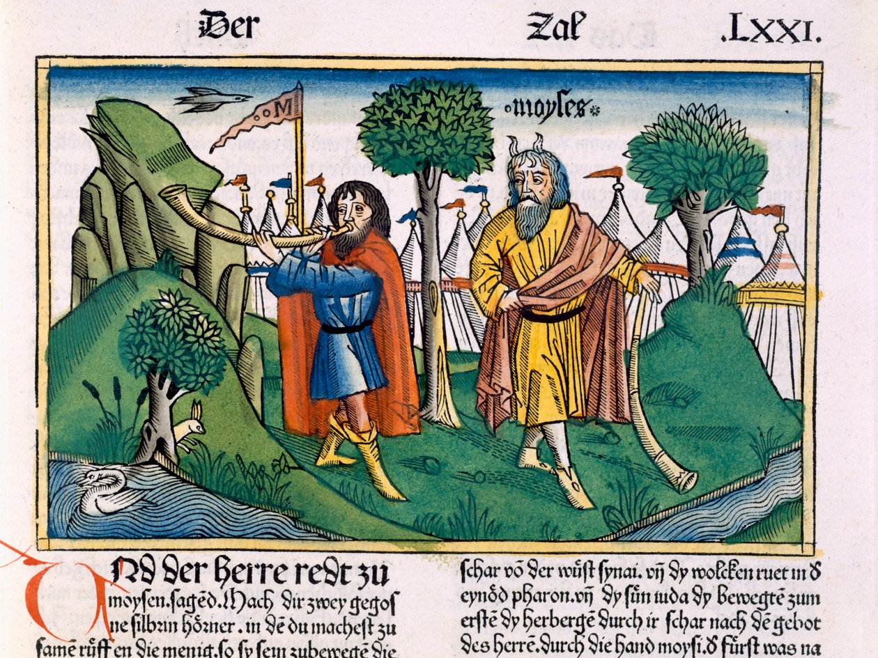 Nummer 2 Israelitternes lejropgaver, fra Nürnbergbibelen (Biblia Sacra Germanaica) (farvet træsnit) af German School