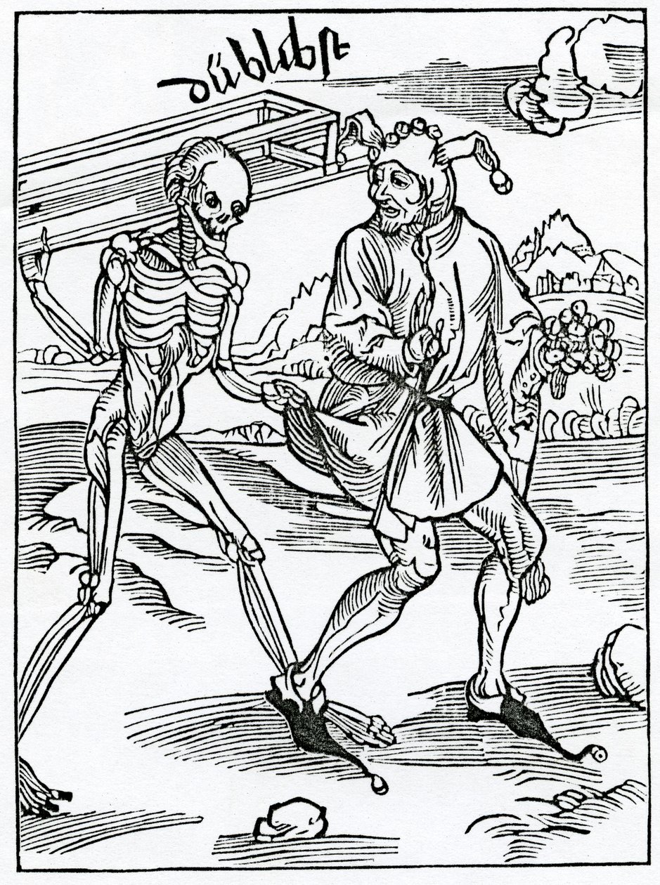 Af dårskaber, der foragter døden, og derfor ikke sørger for, illustration fra Alexander Barclays engelske oversættelse af 