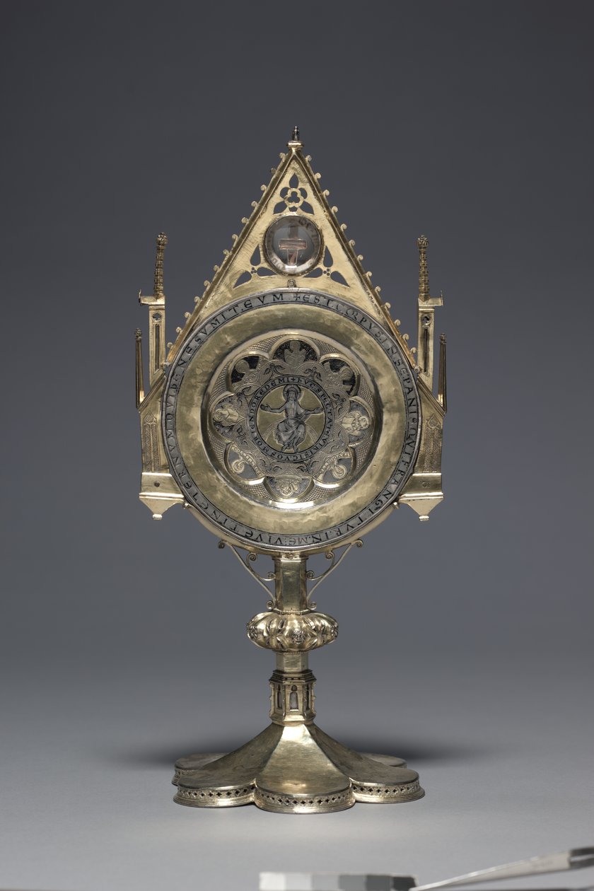 Ostensorium med "Paten of St. Bernward", Niedersachsen (sølv og forgyldt sølv) af German School