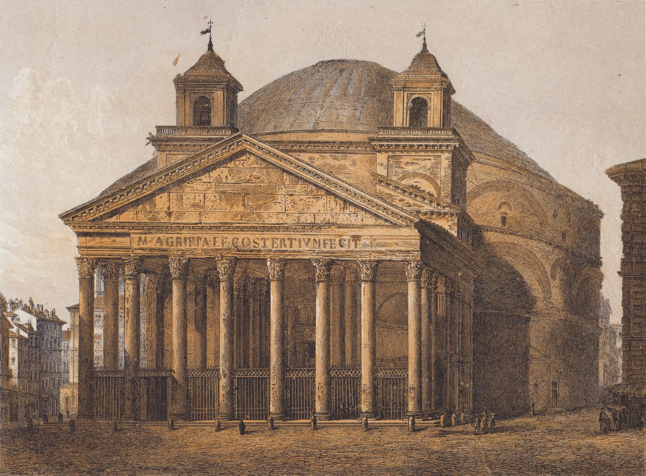 Pantheon, Rom (farvelitografi) af German School