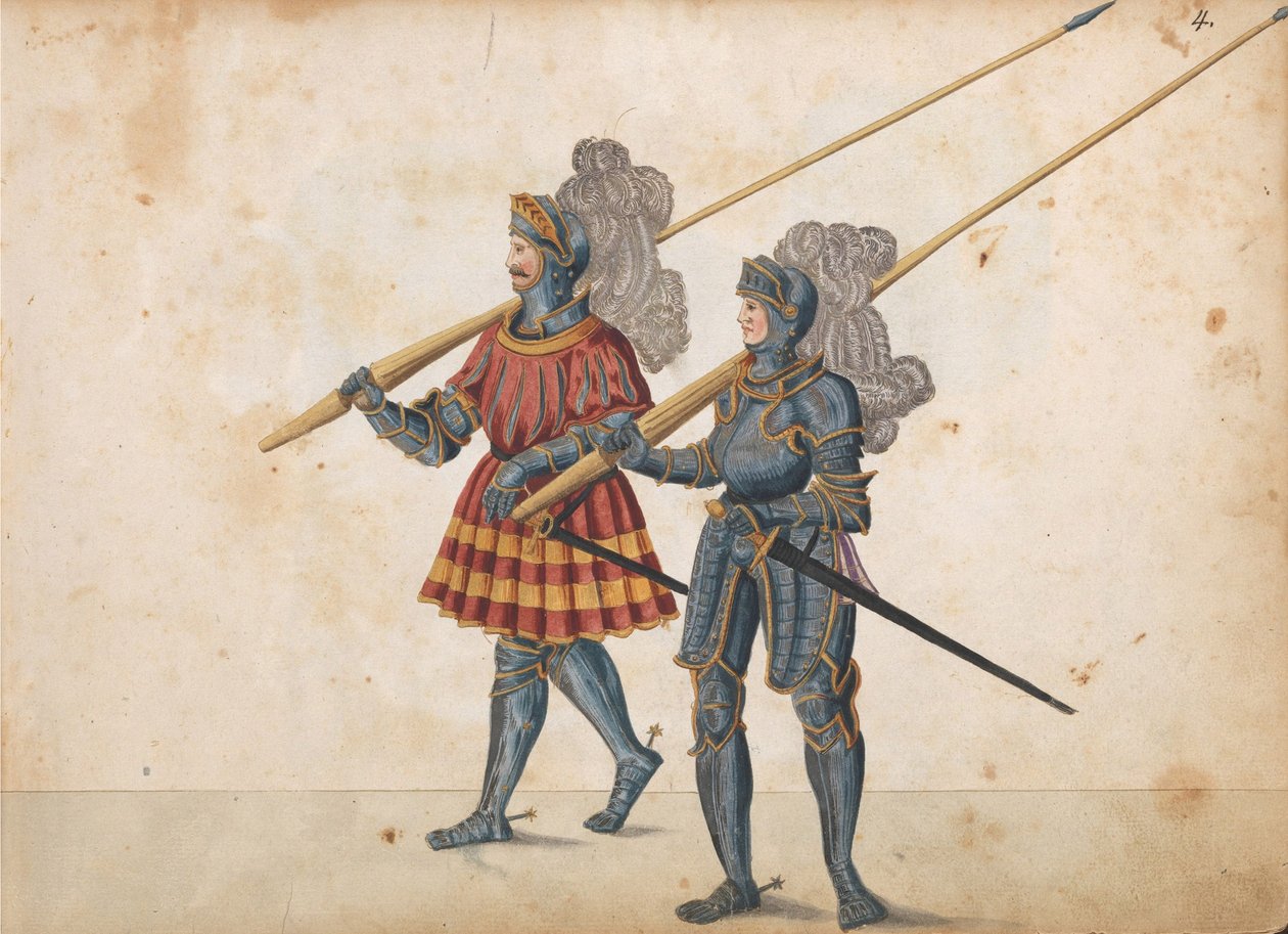 Parade for en turnering, ca. 1640 (pen og blæk, akvarel og vaske) af German School