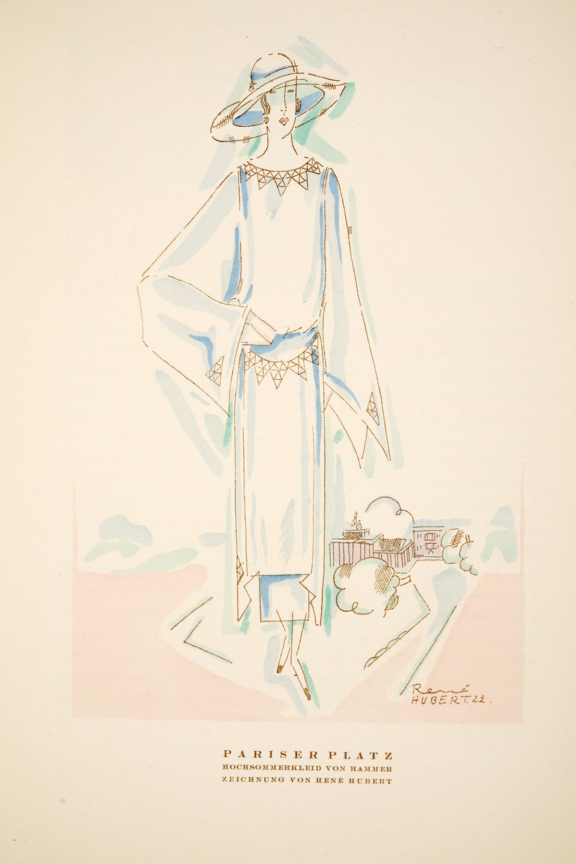 Pariser Platz, sommer outfit af Hammer, fra Styl, pub.1922 (pochoir print) af German School