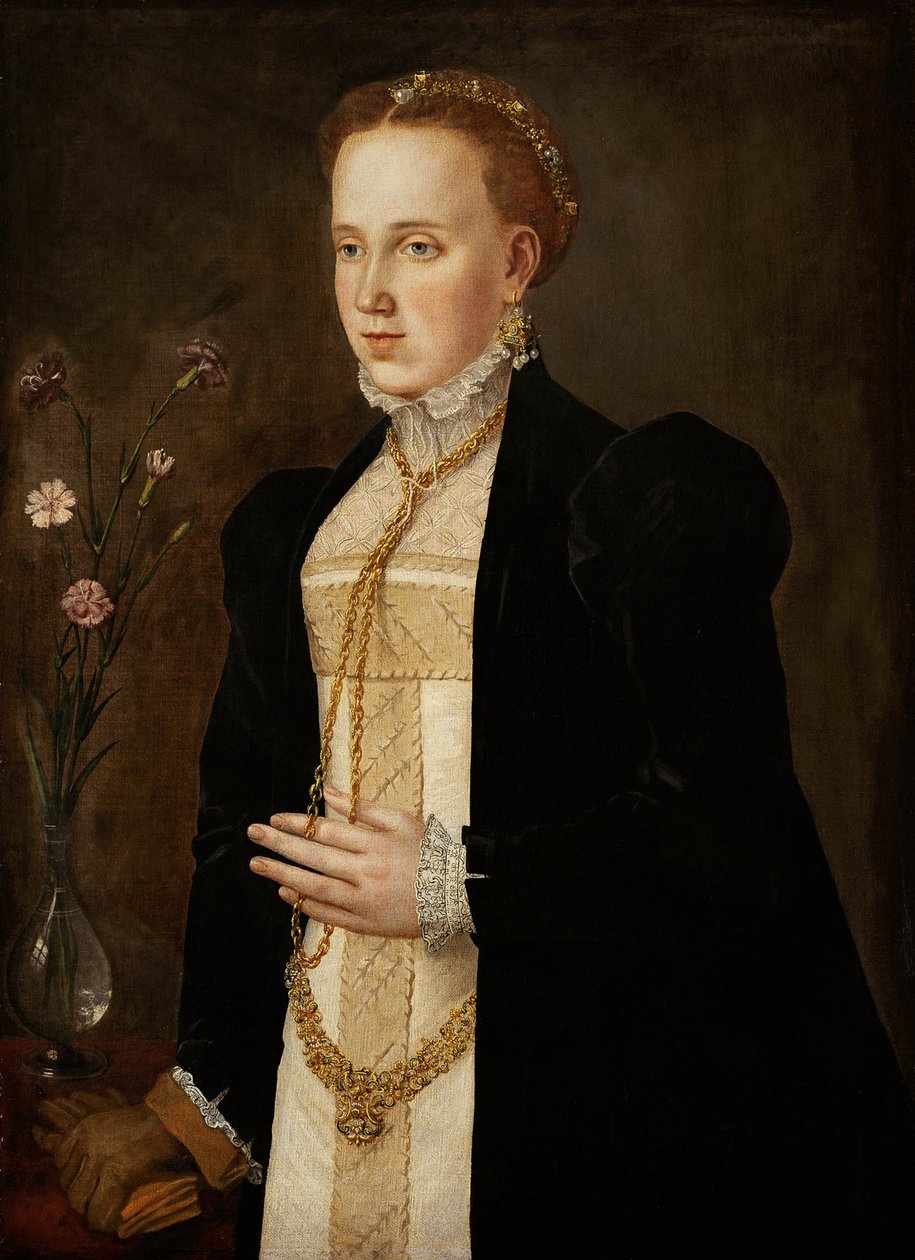 Philippine Welser (hustru til Ferdinand II af Tyrol eller Habsburg) - Portræt af Philippine Welser (1527-1580), af sydtysk mester (1500-tallet). Olie på lærred, ca 1557. Kunsthistorisk museum, Wien af German School