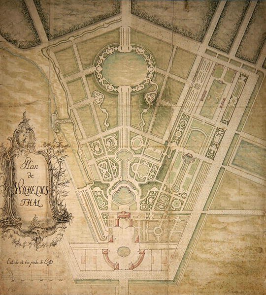 Plan af Wilhelmsthal (pen, blæk og akvarel på papir) af German School