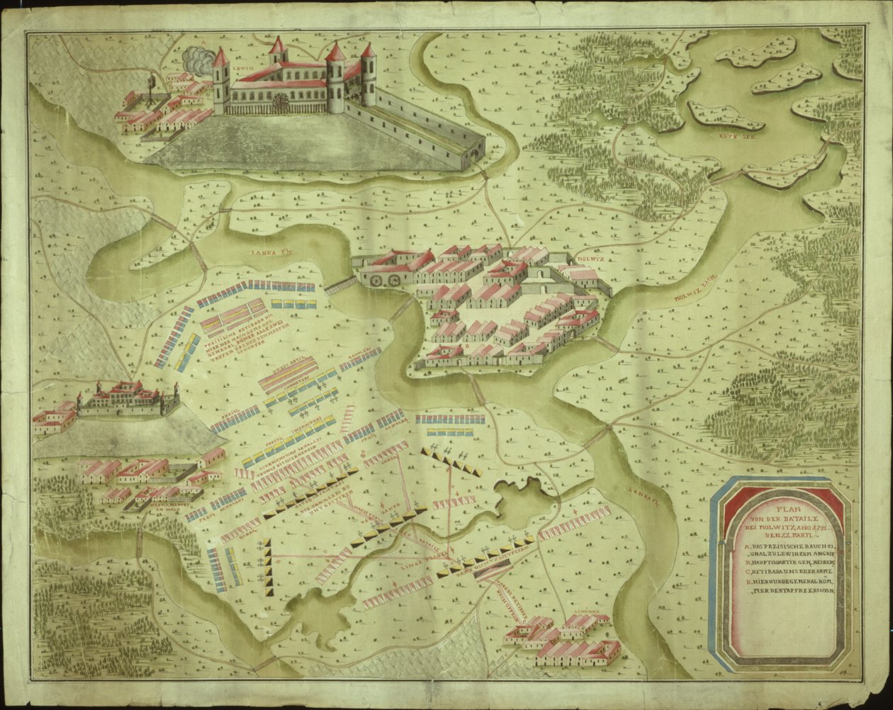 Plan for slaget ved Mollwitz den 10. april 1741 af German School