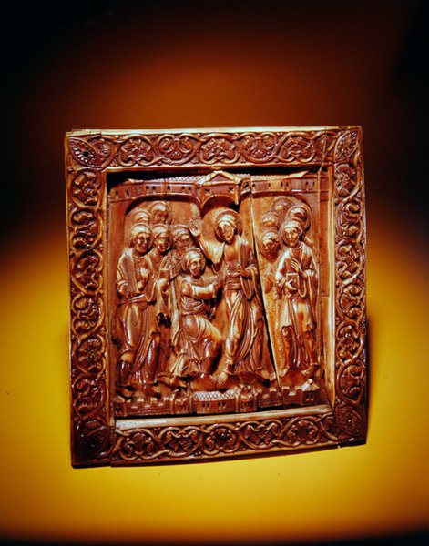 Plakett med tvivlende Thomas, ca. 1140-60 (hvalros elfenben) af German School