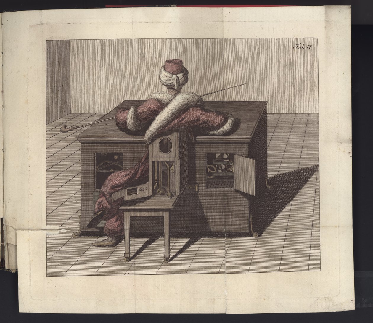 Tavle II fra Om herr von Kempelens skakspiller og hans replika, Leipzig og Dresden: Joh. Gottl. Broadhead, 1789 af German School