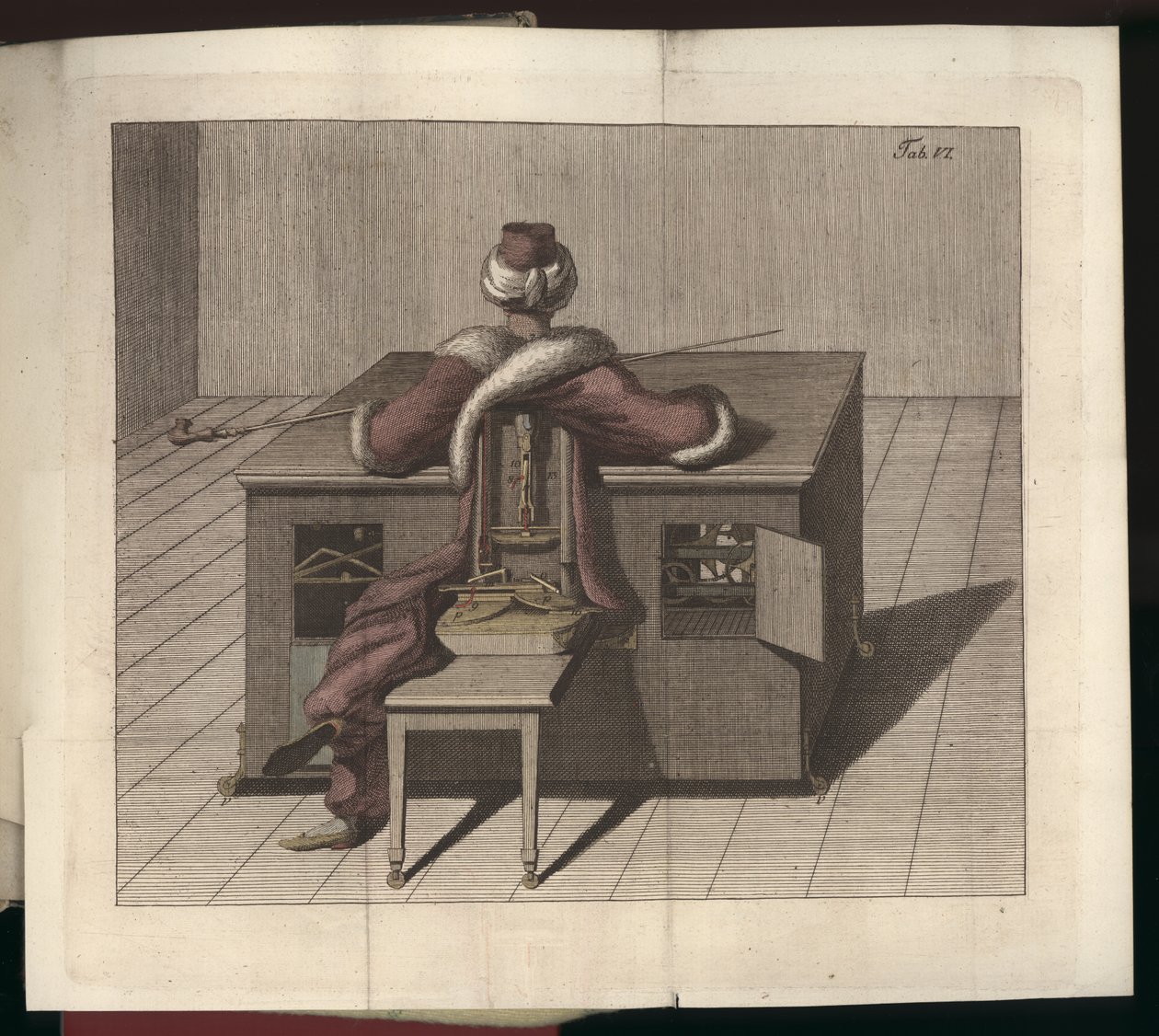 Tavle VI, fra Om herr von Kempelens skakspiller og hans replika, Leipzig og Dresden: Joh. Gottl. Broadhead, 1789 af German School