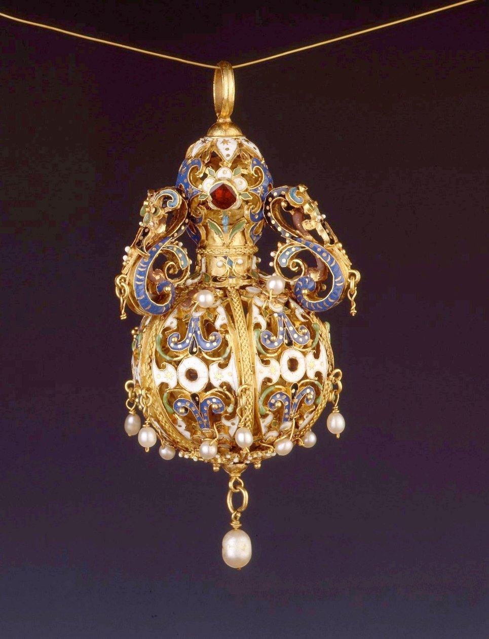 Pomander, ca. 1600 (guld & cloisonne emalje) af German School