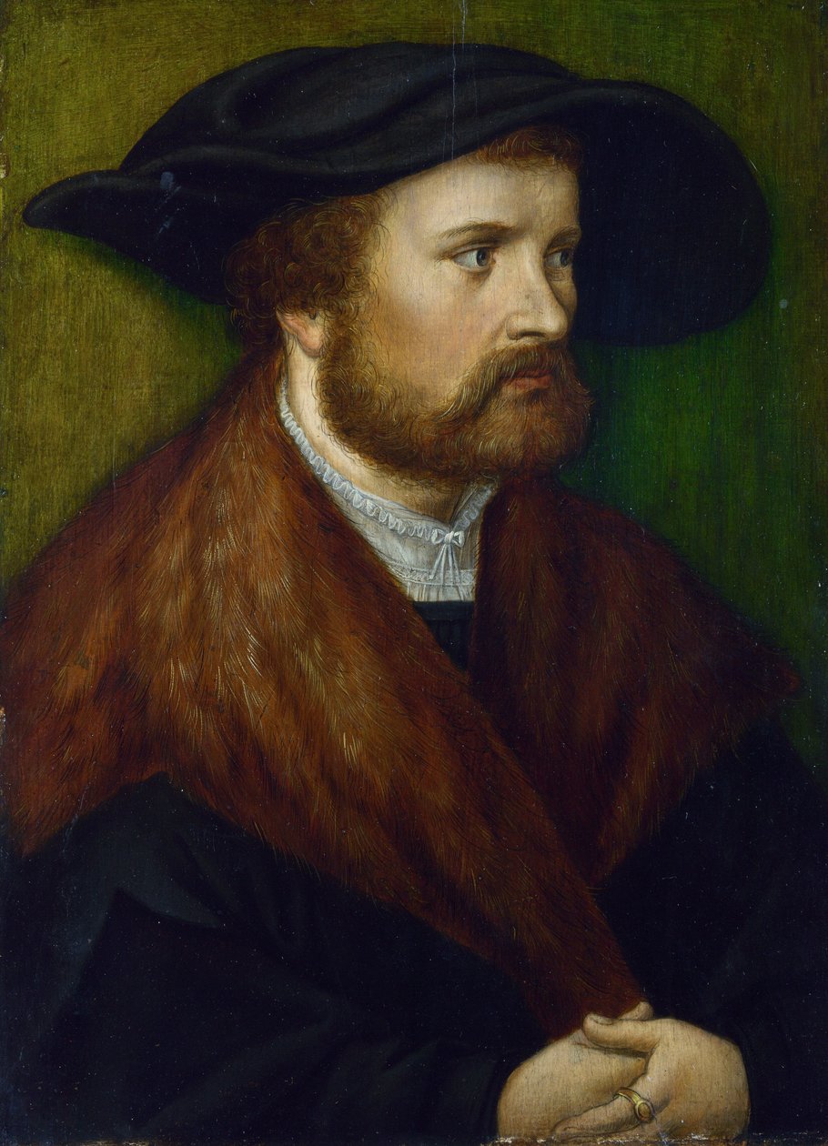 ""Portræt af en mand"" Anonymt maleri fra Sydtyskland, Circa 1530 London National Gallery af German School