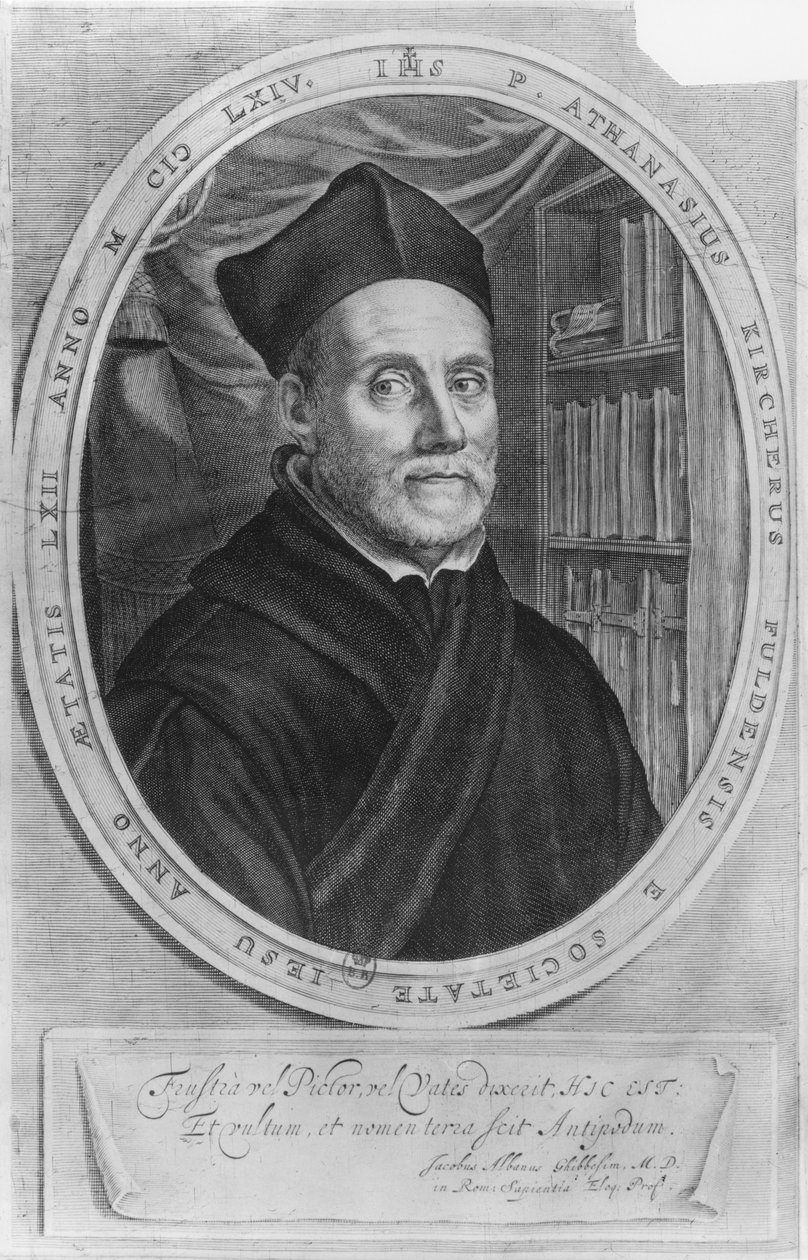 Portræt af Athanasius Kircher, tysk lærd, 62 år af German School
