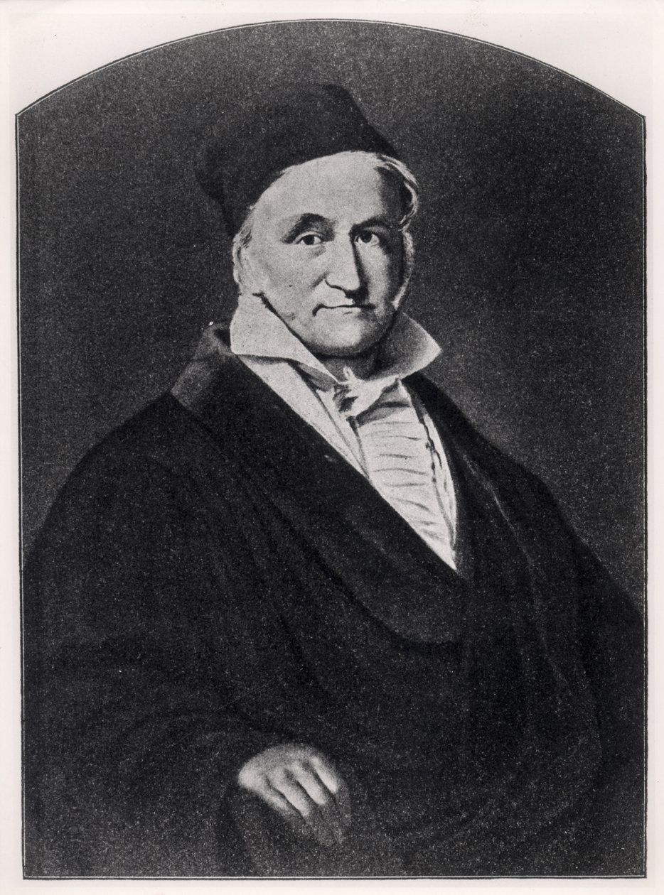 Portræt af Carl Friedrich Gauss (1777-1855) fra Handbuch der Vermessungskunde udgivet af Metzler i Stuttgart, 1895 af German School