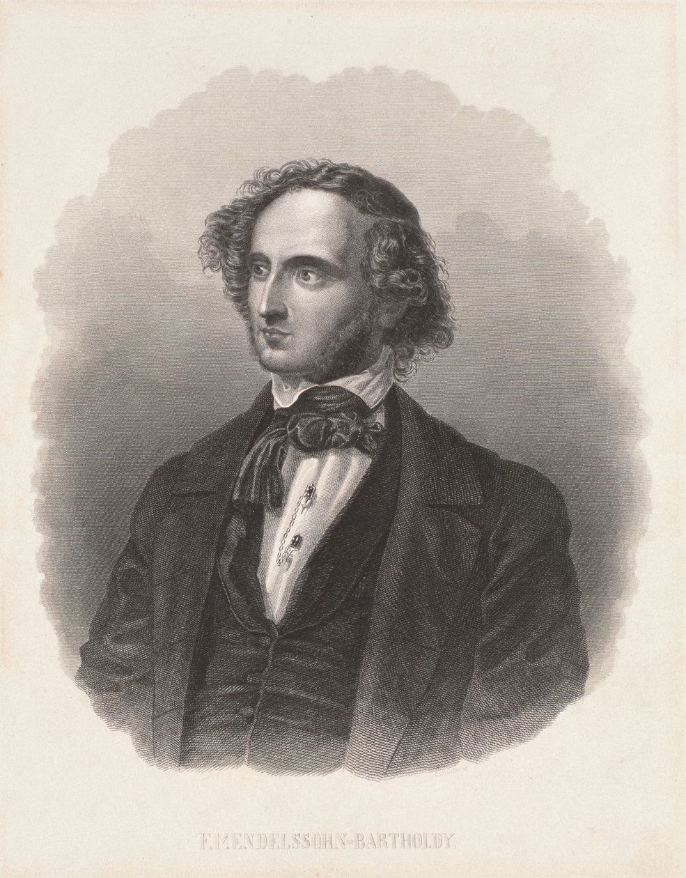 Portræt af Felix Mendelssohn (1809-47) af German School