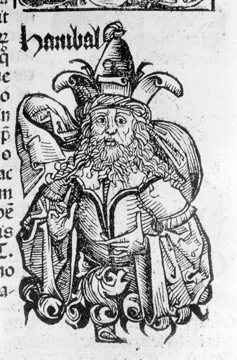 Portræt af Hannibal eller Hannibal (247 f.Kr. - 183 f.Kr.), karthaginsk general og statsmand - i Liber chronicarum af Hartmann Schedel, Nürnberg af German School