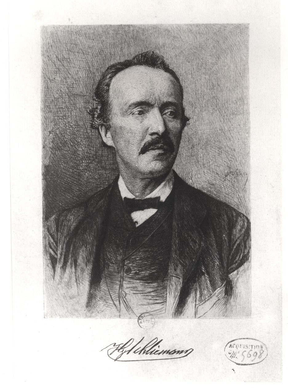 Portræt af Heinrich Schliemann (1822-90) af German School