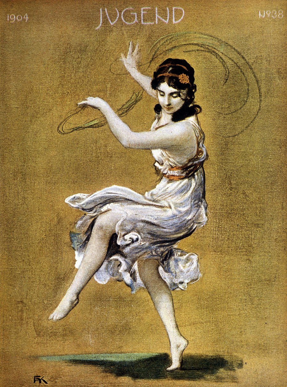 Portræt af Isadora Duncan dansende (amerikansk danser af irsk oprindelse af German School