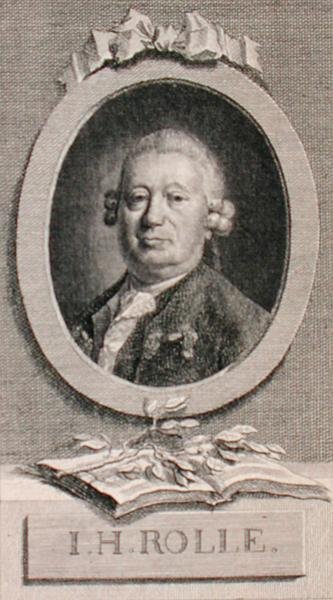 Portræt af Johann Heinrich Rolle (1716-85) graveret af Geyser (stik) af German School