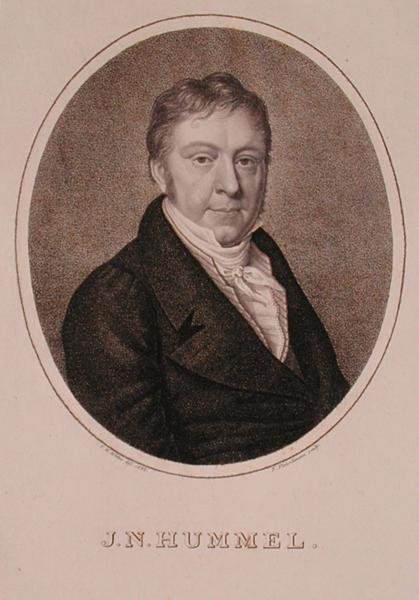 Portræt af Johann Nepomuk Hummel (1778-1837) graveret af F. Fleischmann af German School